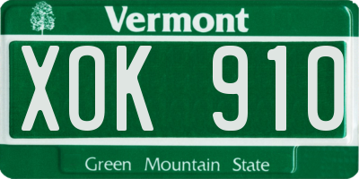 VT license plate XOK910