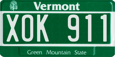 VT license plate XOK911