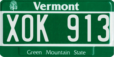 VT license plate XOK913