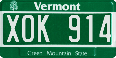 VT license plate XOK914