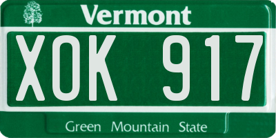 VT license plate XOK917