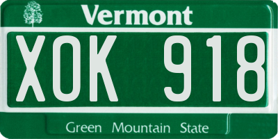 VT license plate XOK918