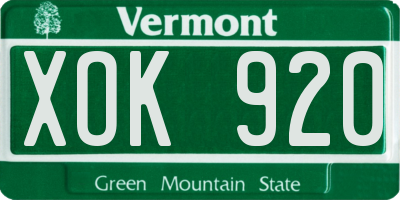VT license plate XOK920
