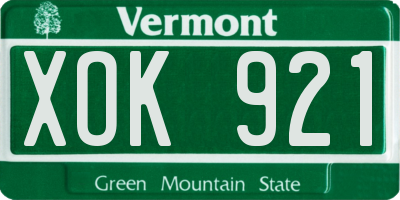 VT license plate XOK921