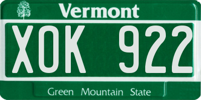 VT license plate XOK922