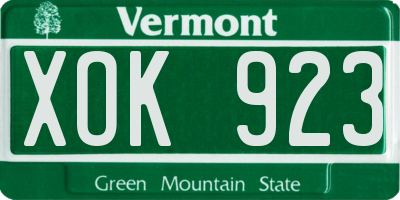 VT license plate XOK923