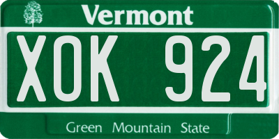 VT license plate XOK924
