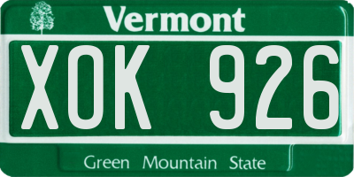 VT license plate XOK926