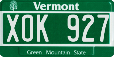 VT license plate XOK927