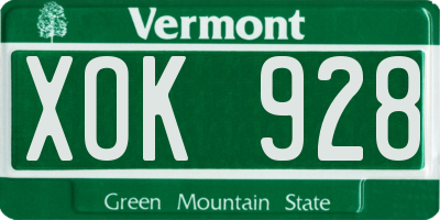 VT license plate XOK928