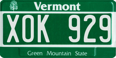 VT license plate XOK929