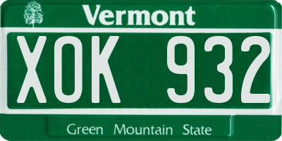 VT license plate XOK932