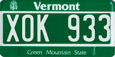 VT license plate XOK933