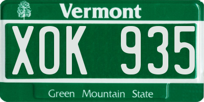 VT license plate XOK935