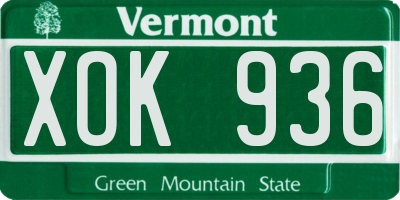 VT license plate XOK936