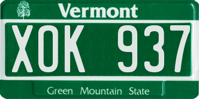 VT license plate XOK937