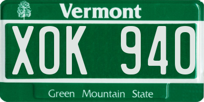 VT license plate XOK940
