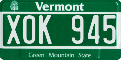 VT license plate XOK945