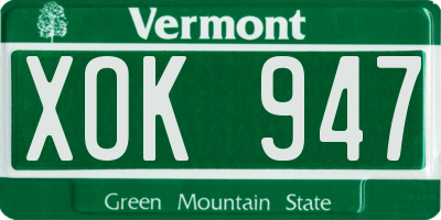 VT license plate XOK947