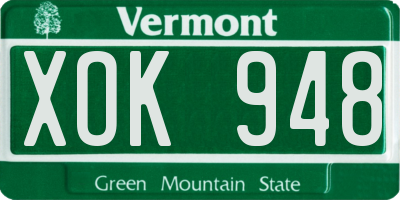 VT license plate XOK948