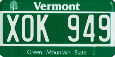 VT license plate XOK949