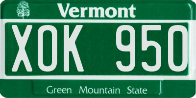 VT license plate XOK950