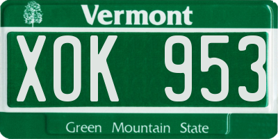 VT license plate XOK953
