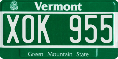 VT license plate XOK955