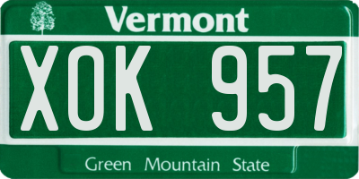 VT license plate XOK957