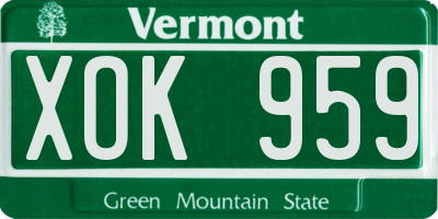VT license plate XOK959