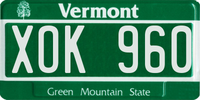 VT license plate XOK960
