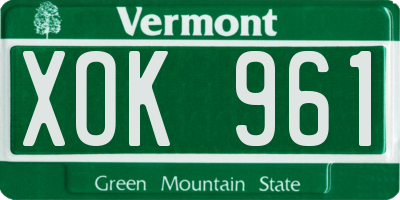VT license plate XOK961