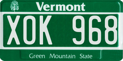 VT license plate XOK968
