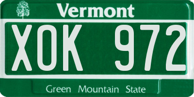 VT license plate XOK972