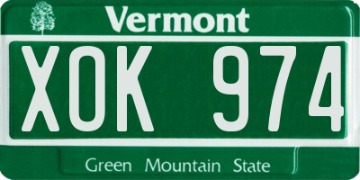 VT license plate XOK974