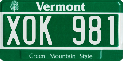 VT license plate XOK981