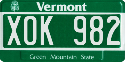 VT license plate XOK982
