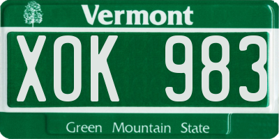 VT license plate XOK983