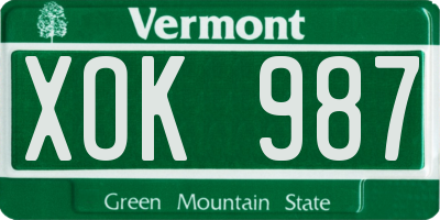 VT license plate XOK987