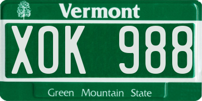 VT license plate XOK988