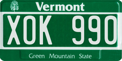 VT license plate XOK990