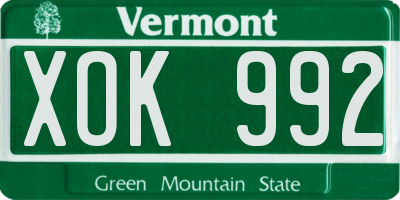 VT license plate XOK992