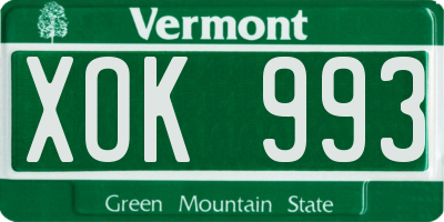 VT license plate XOK993