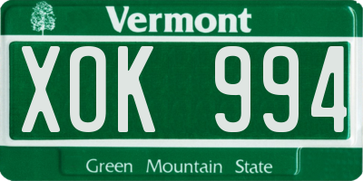 VT license plate XOK994