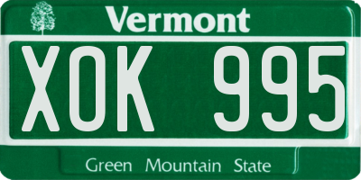 VT license plate XOK995