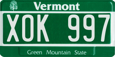 VT license plate XOK997