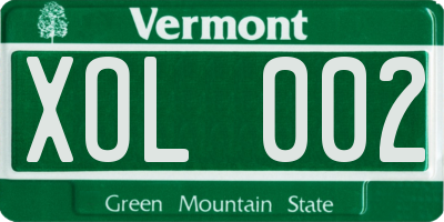 VT license plate XOL002