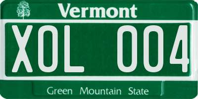 VT license plate XOL004