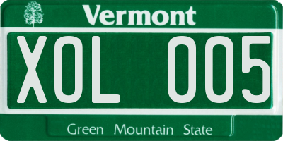VT license plate XOL005