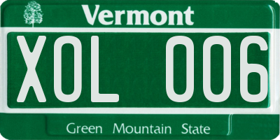 VT license plate XOL006